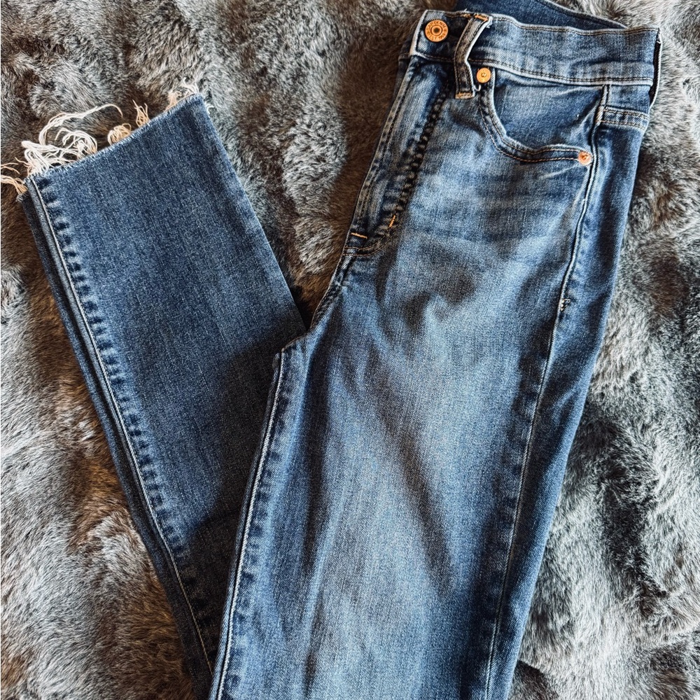 GAP True Skinny Sky High Jeans 24 00 High Rise Raw Hem Denim